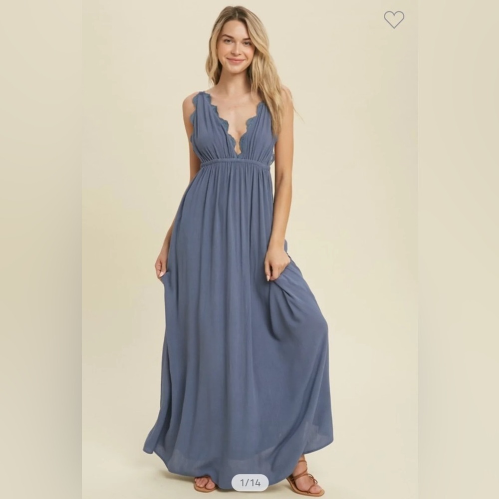 Wishlist- Blue Spaghetti Strap Maxi Dress - L